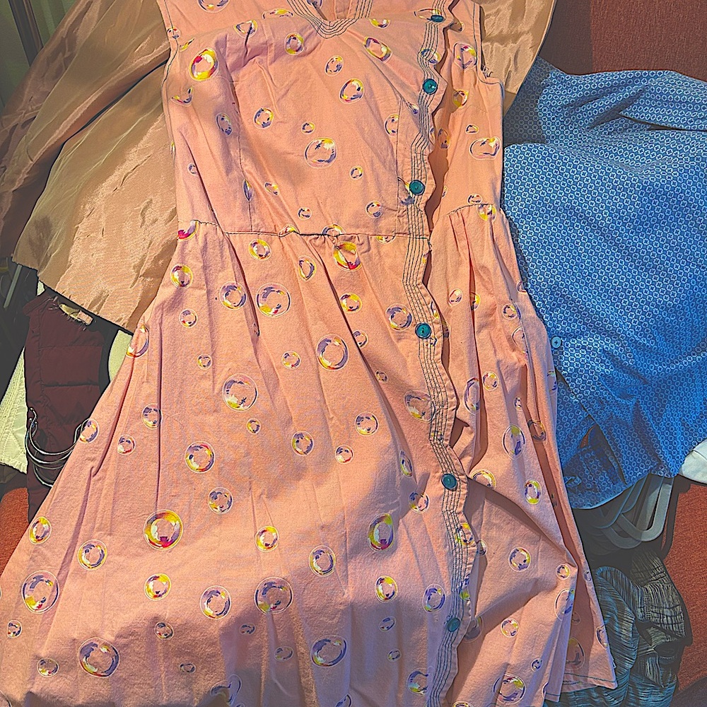 Glinda Bubble faux-Button-Down Pink Dress - Picture 6 of 6